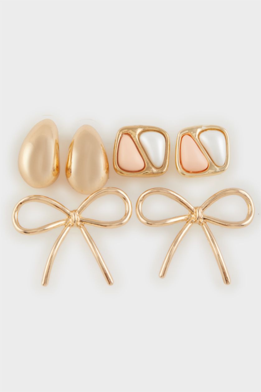 FEMME Altın Lot de 3 paires de Boucles d'oreilles dorées pour femme