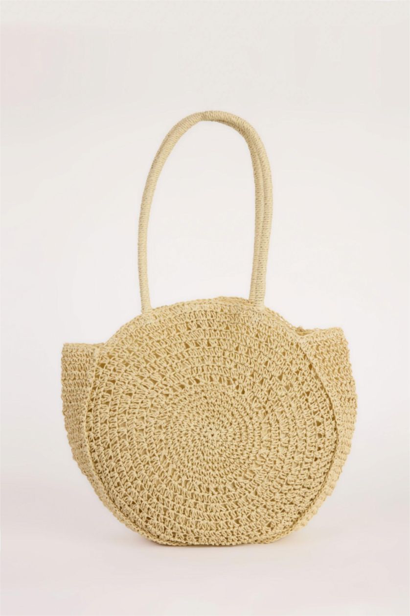 Kadın Açık Kum Kadın Hasır Omuz Çantası