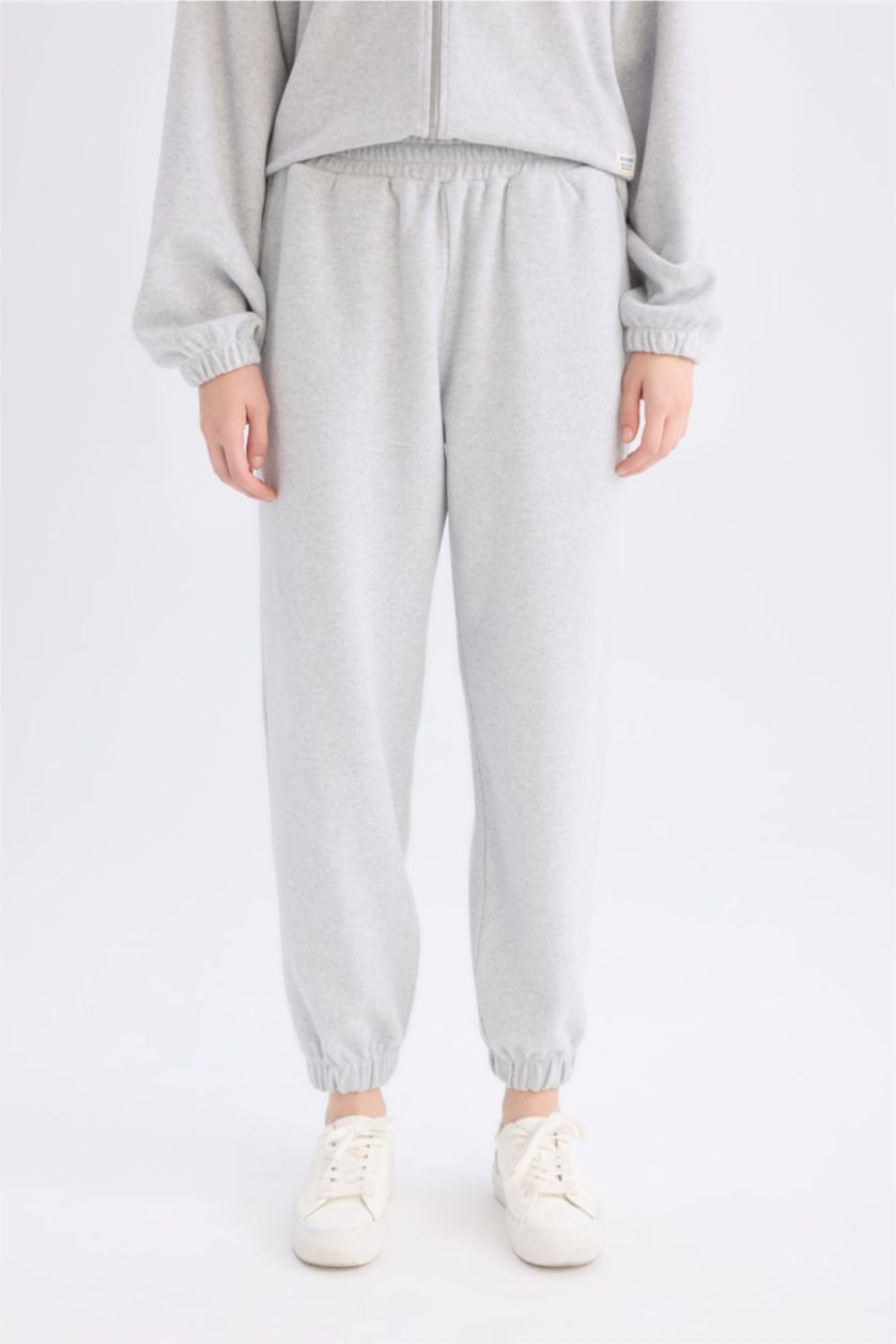 Kadın Gri Melanj Jogger Fıt Pantolon