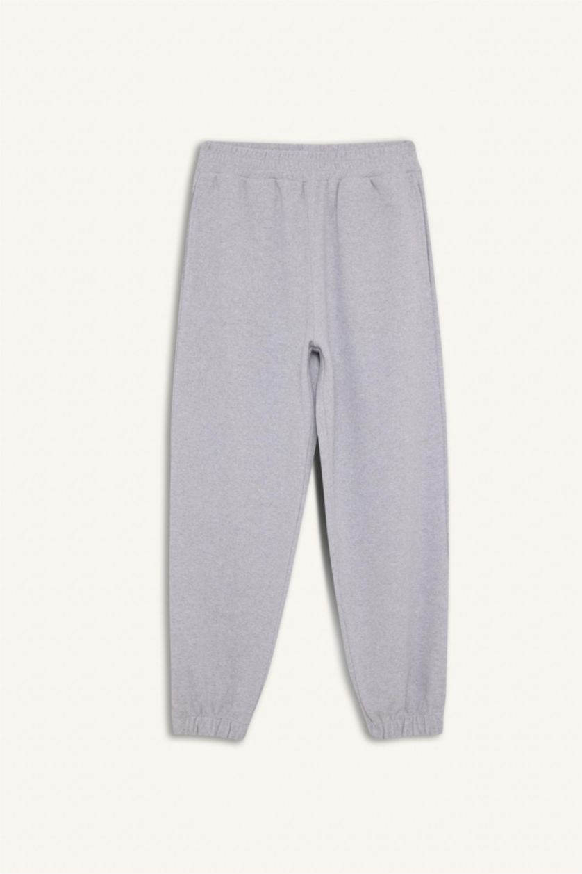 Kadın Gri Melanj Jogger Fıt Pantolon