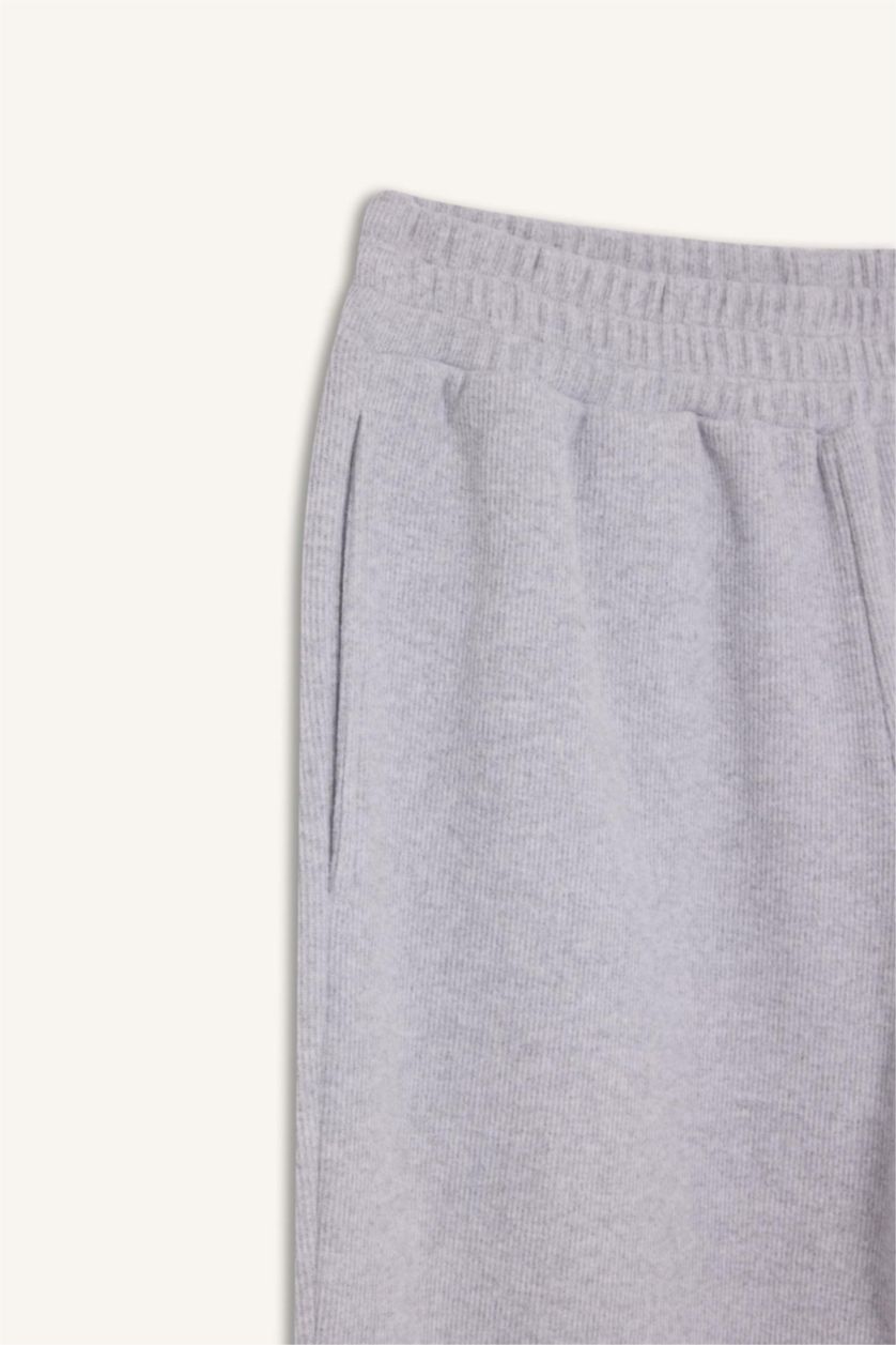 Kadın Gri Melanj Jogger Fıt Pantolon