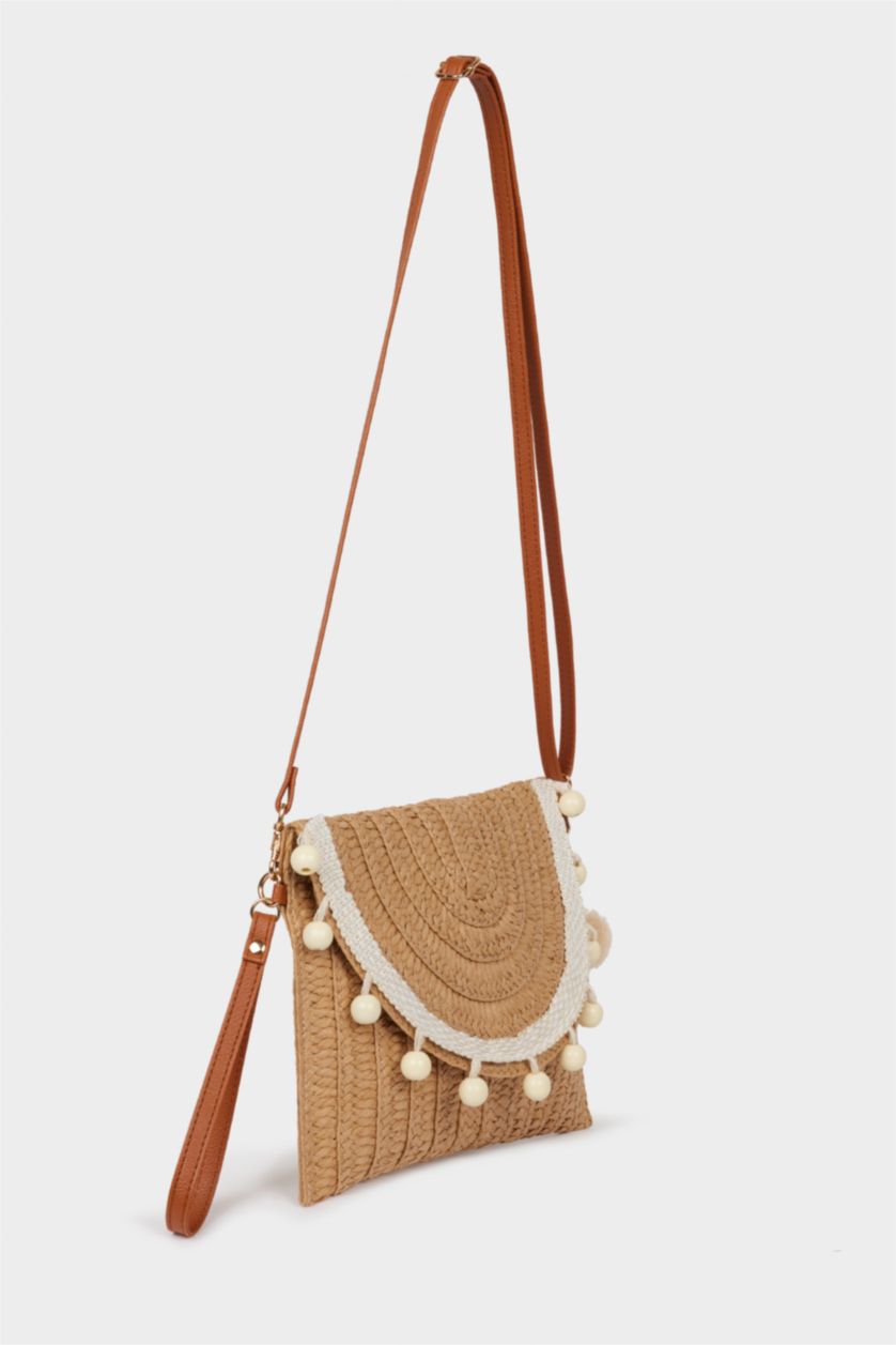 Woman Light Sand Woman Straw Shoulder Bag