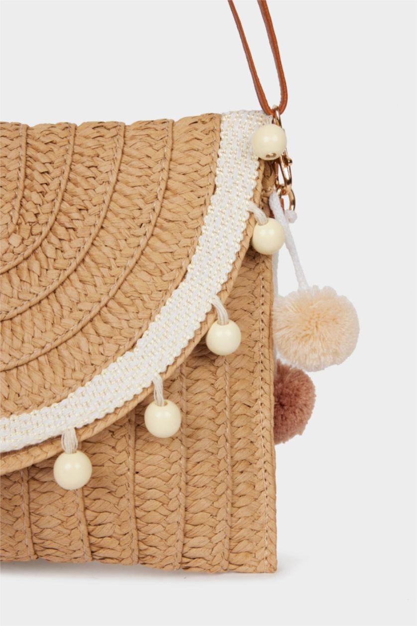 Woman Light Sand Woman Straw Shoulder Bag