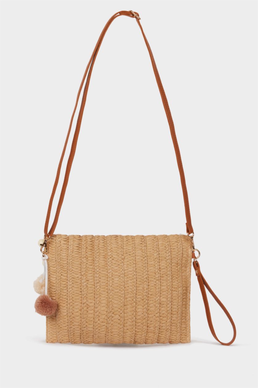 Woman Light Sand Woman Straw Shoulder Bag