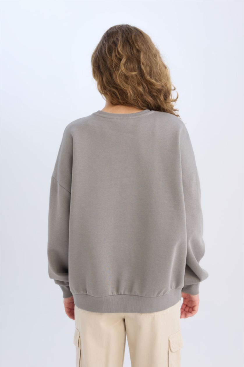 FEMME Anthracite Sweatshirt Coupe large Col rond à manches longues