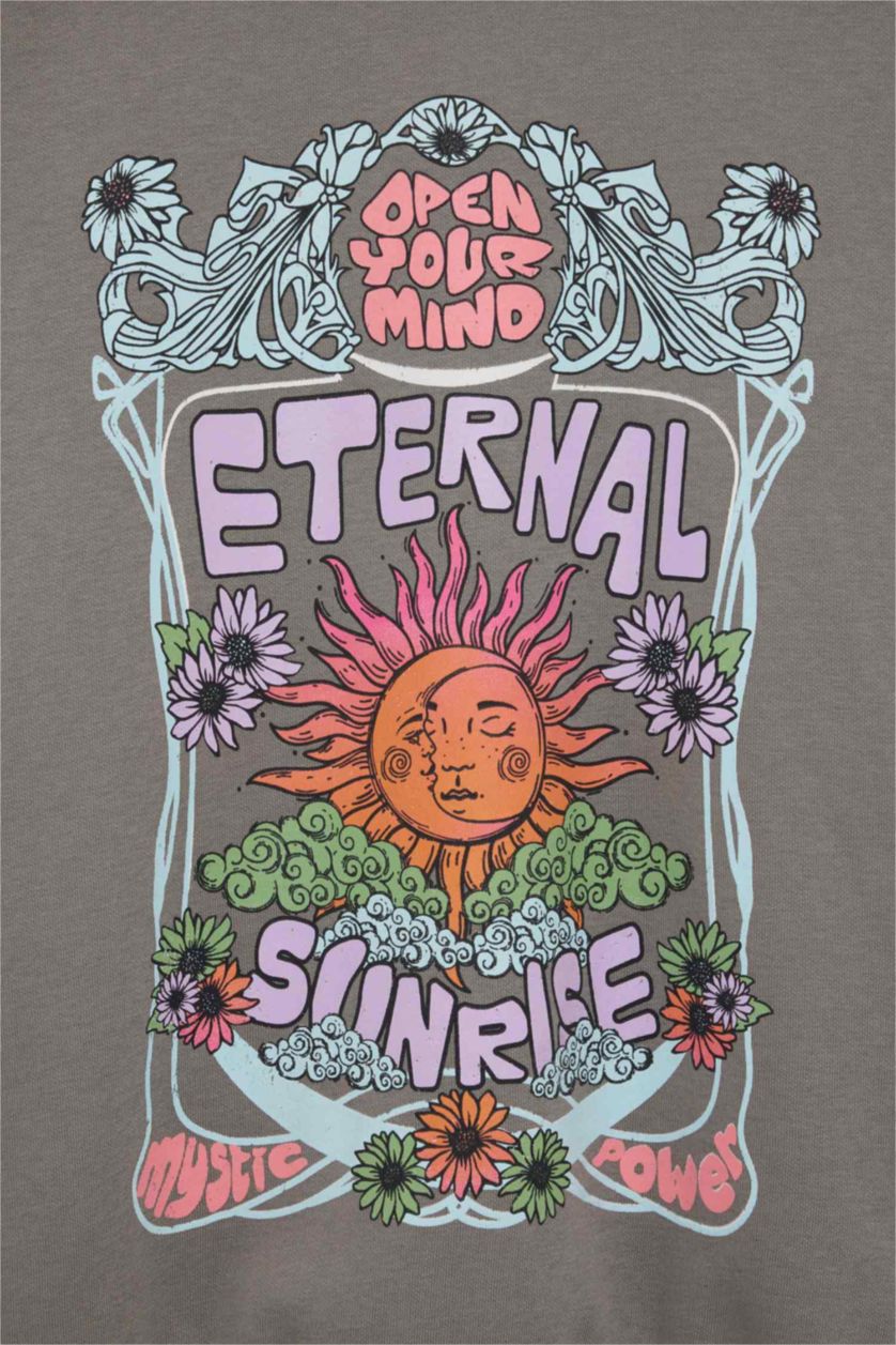 FEMME Anthracite Sweatshirt Coupe large Col rond à manches longues