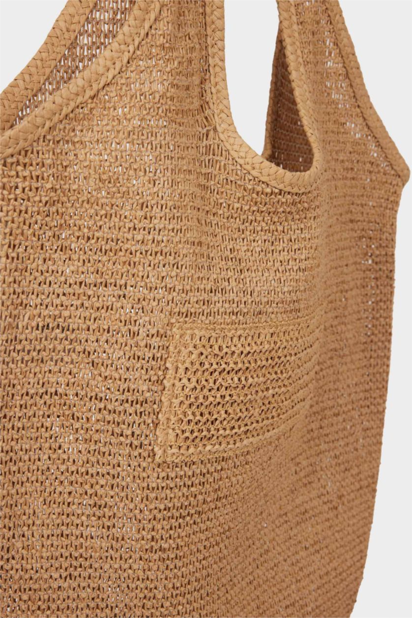 Kadın Açık Kum Kadın Hasır Omuz Çantası