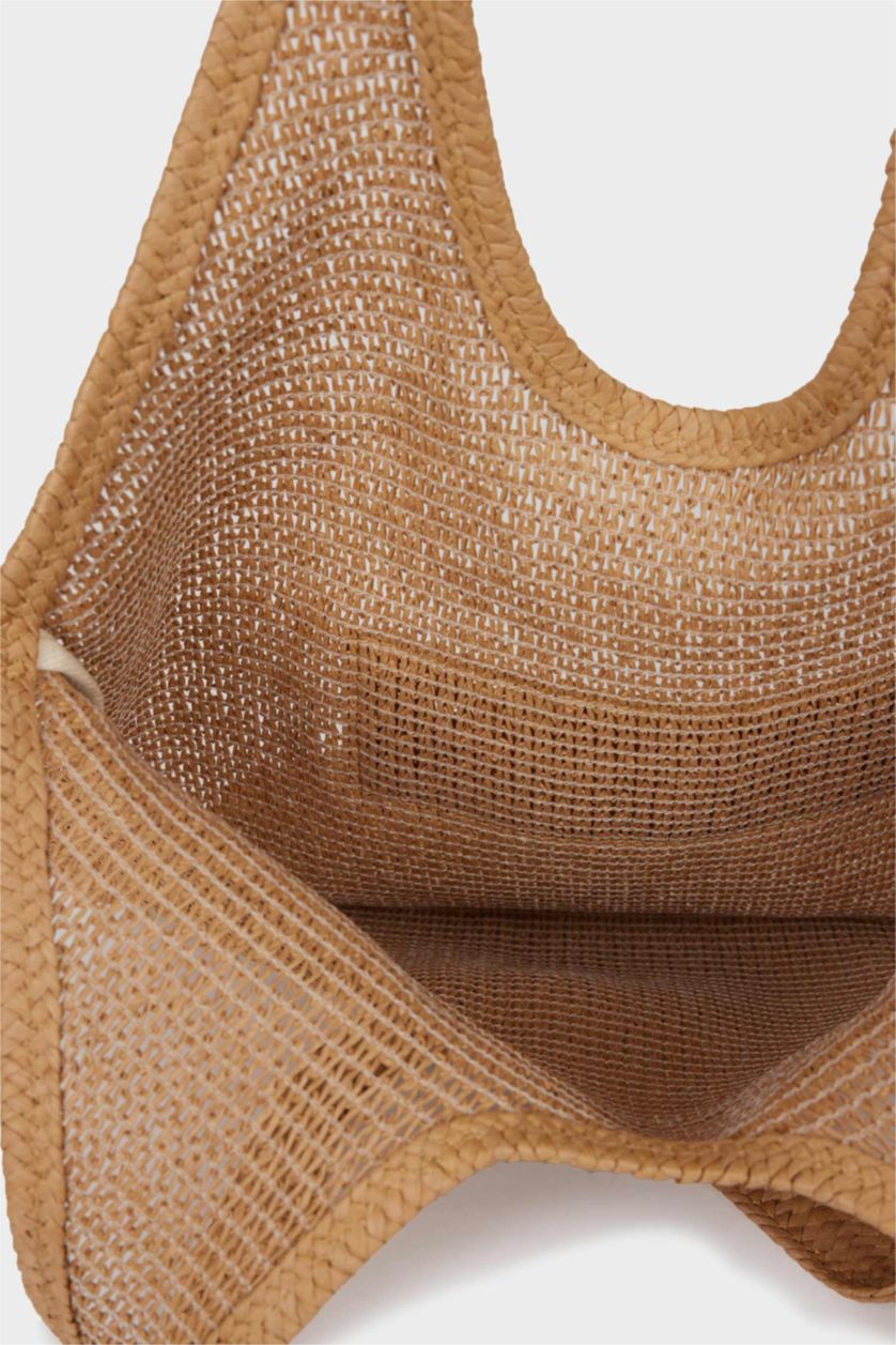 Kadın Açık Kum Kadın Hasır Omuz Çantası