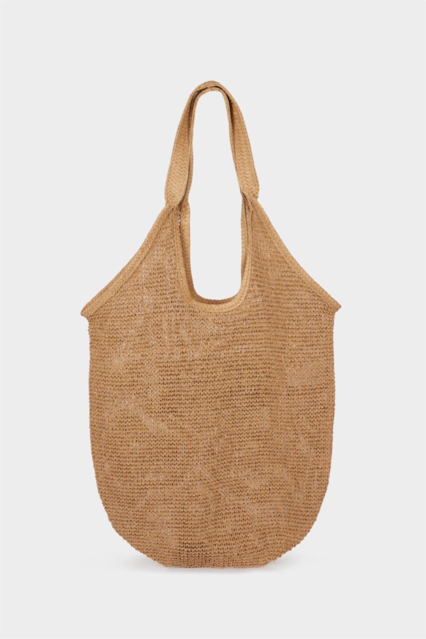 Kadın Açık Kum Kadın Hasır Omuz Çantası