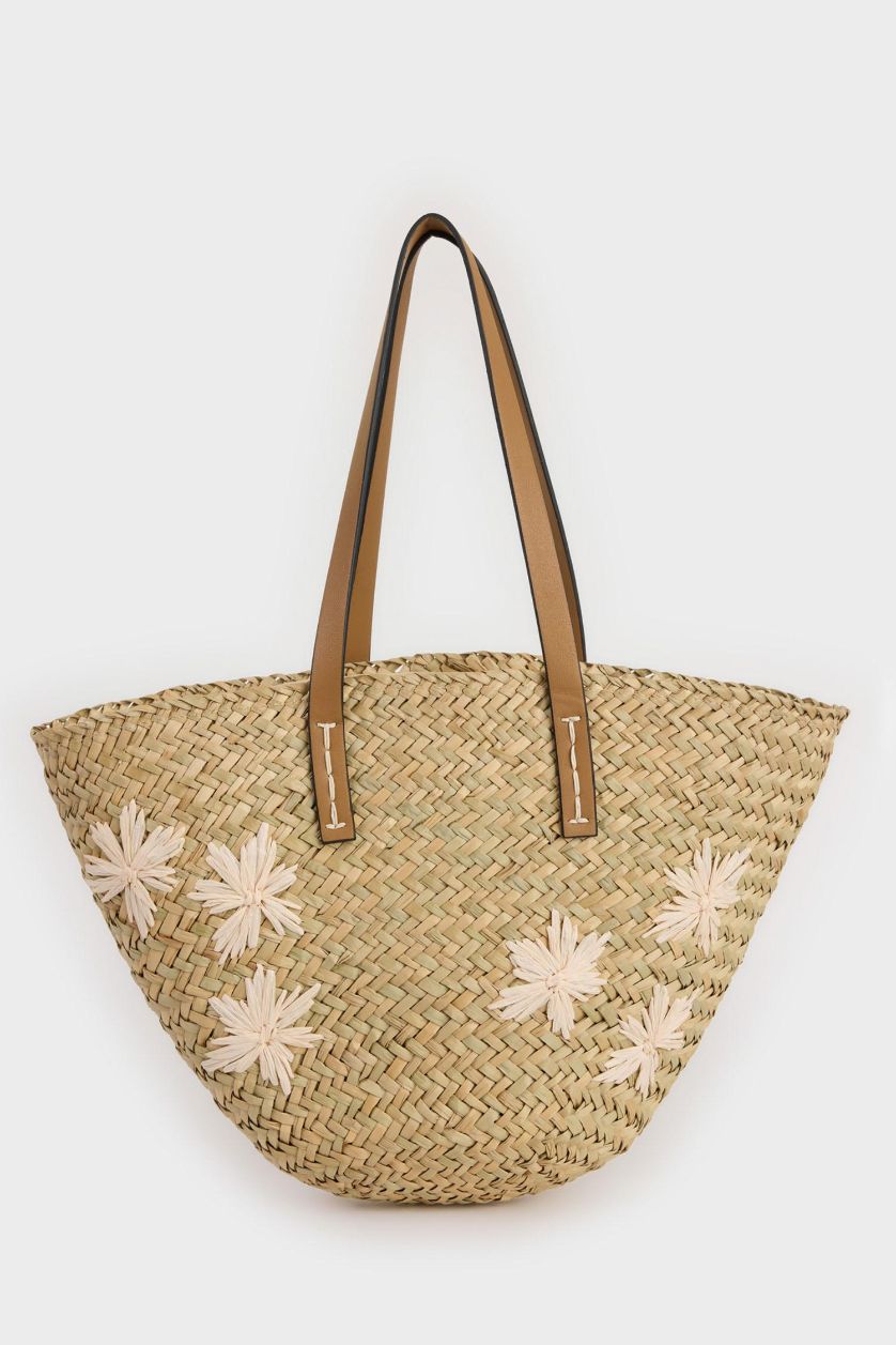 Kadın Açık Kum Kadın Hasır Omuz Çantası