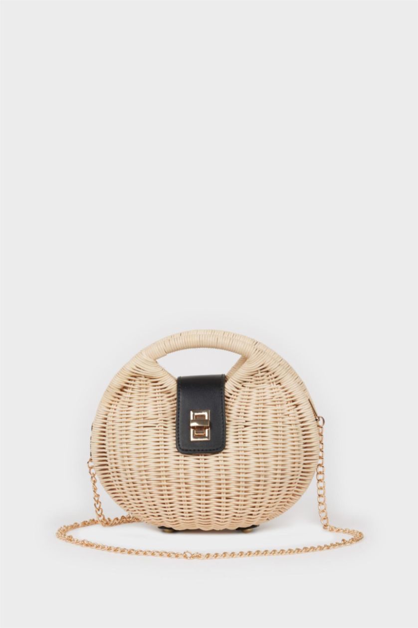 FEMME Beige Clair Sac d'épaule Osier