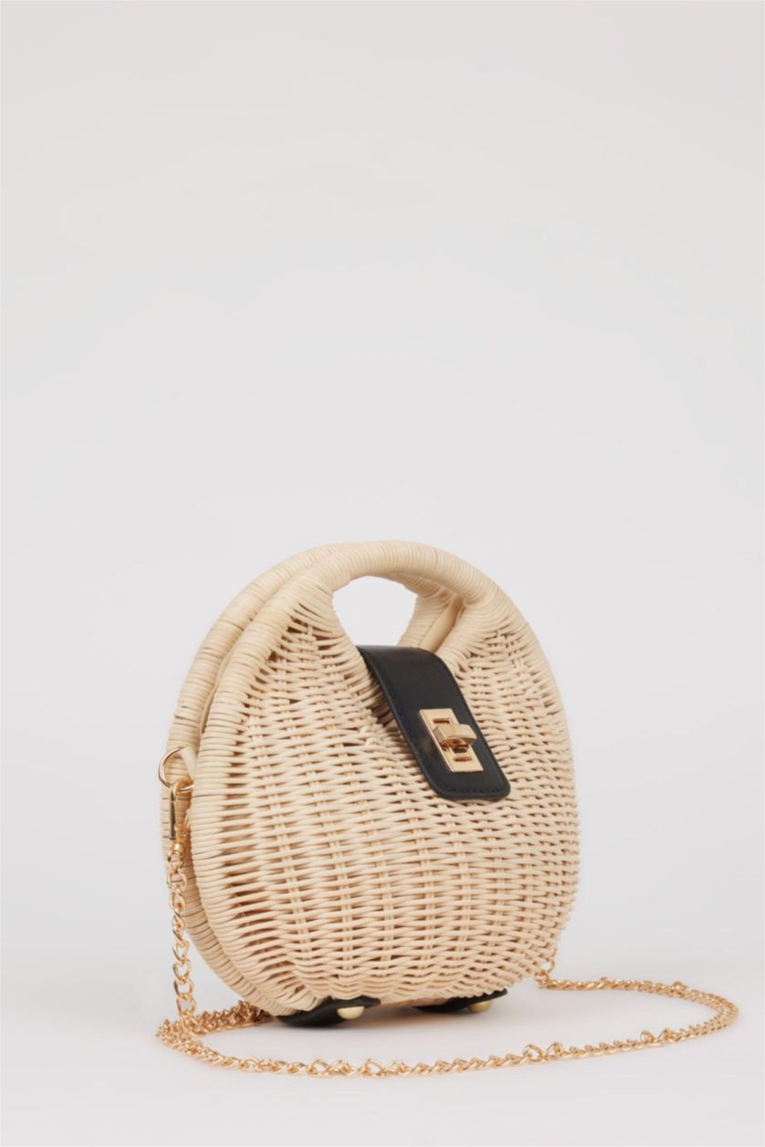 FEMME Beige Clair Sac d'épaule Osier