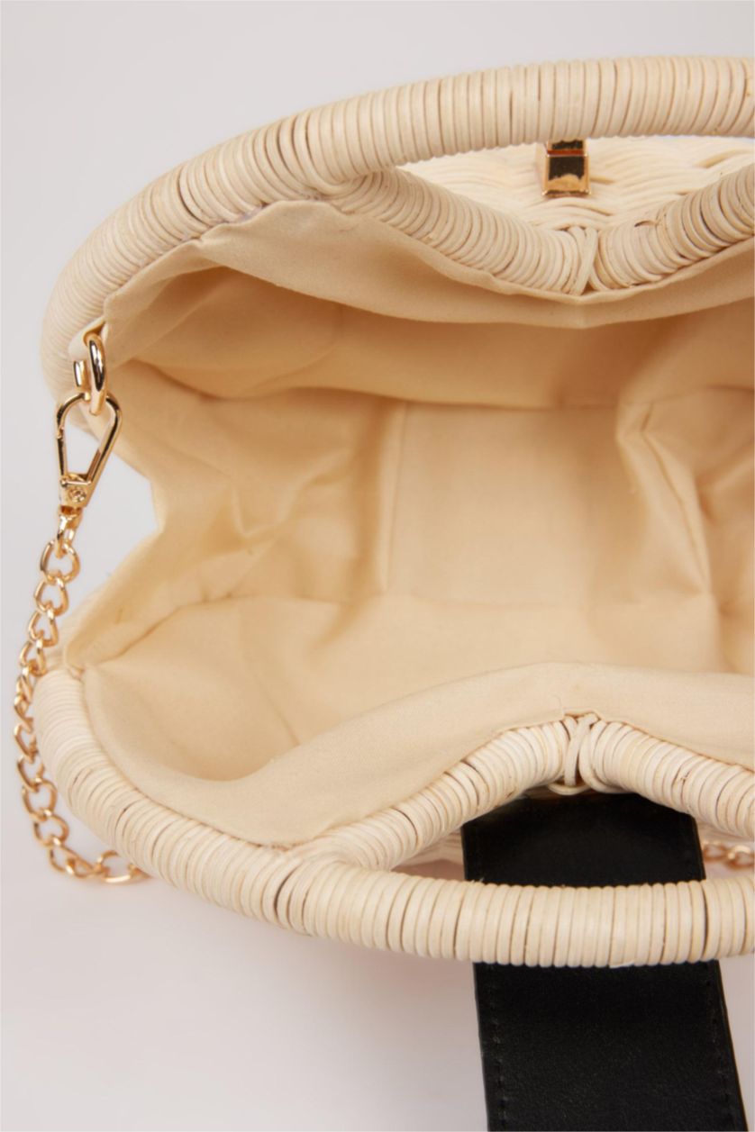 FEMME Beige Clair Sac d'épaule Osier