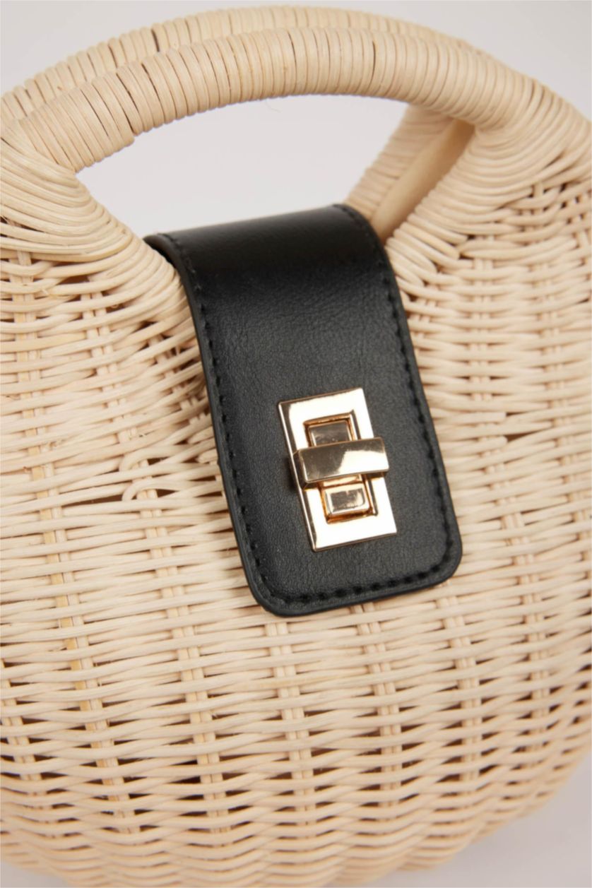 FEMME Beige Clair Sac d'épaule Osier