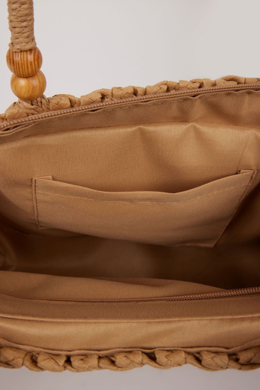 Kadın Açık Kum Kadın Hasır Omuz Çantası