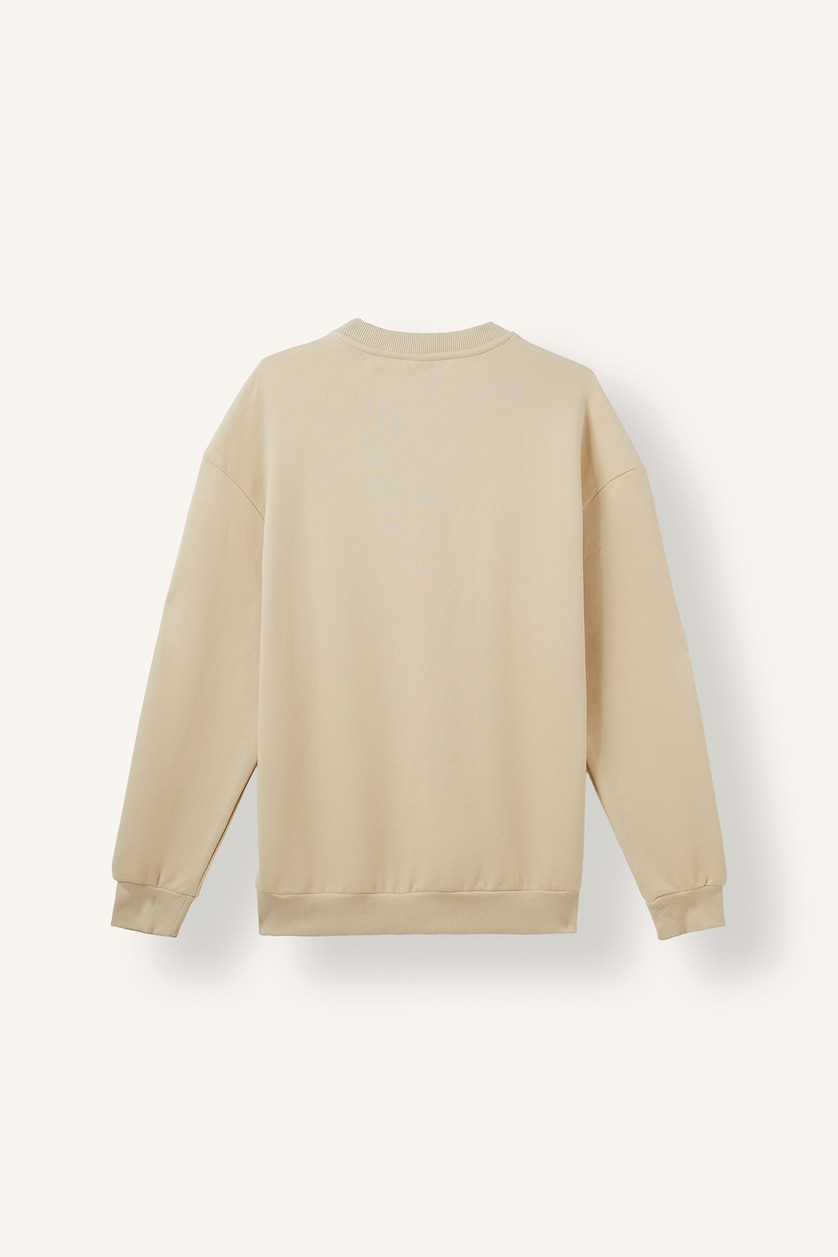 Men Beige Boxy Fit Long Sleeve Sweatshirt