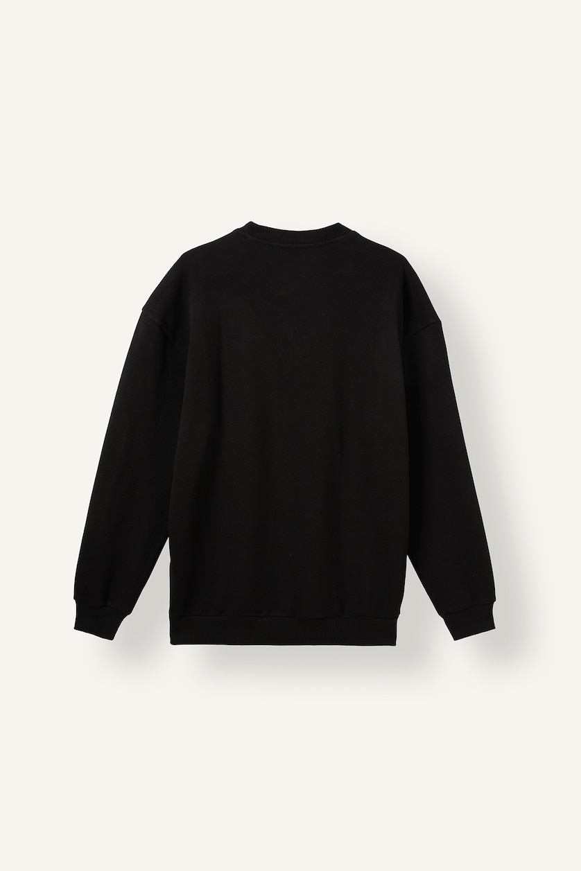Men Black Boxy Fit Pique Sweatshirt
