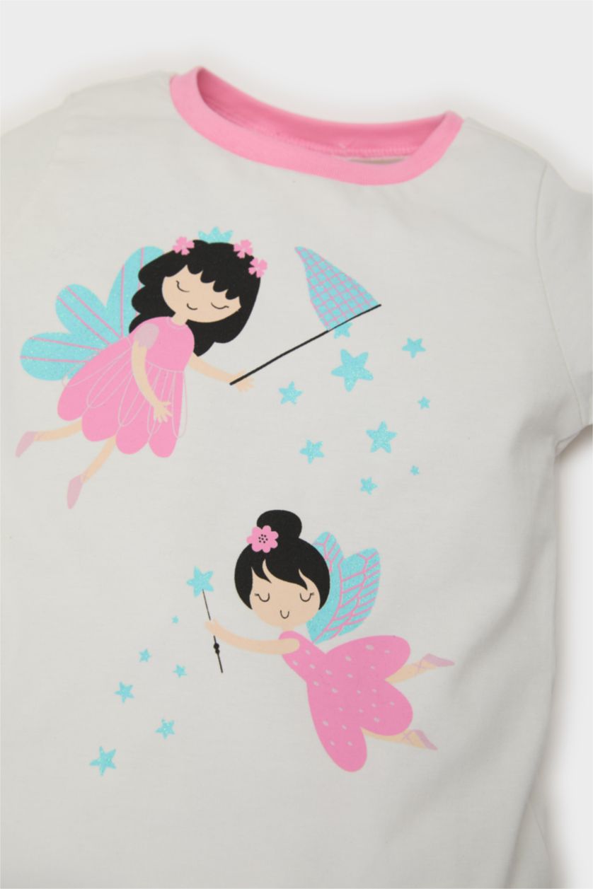 Kız Bebek Pembe Pijama Takımı Baskılı Uzun Kollu Penye Üst Beli Lastikli Uzun Alt Kız Bebek