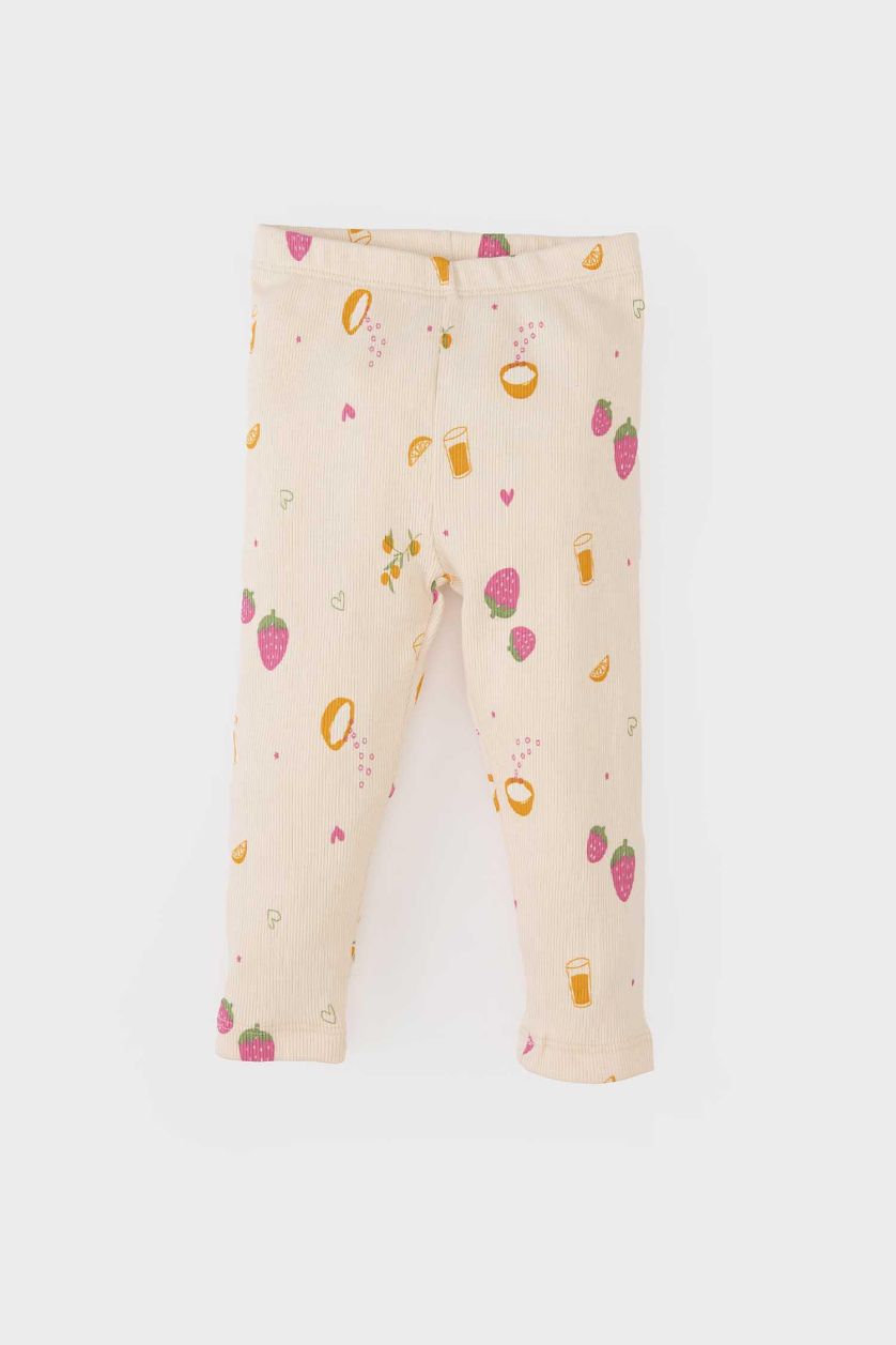 Baby Girl Light Yellow Baby Girl Fruit Printed Corduroy Camisole 2 Piece Pajama Set