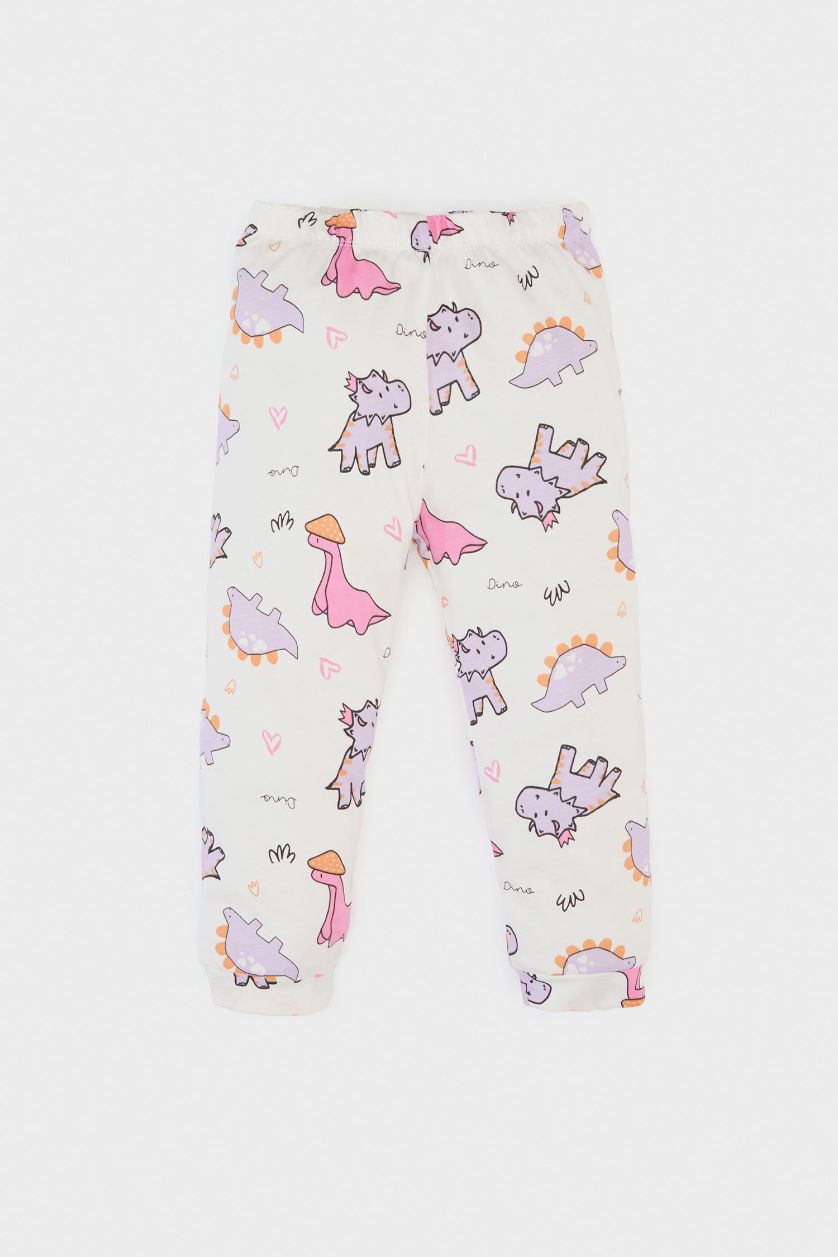 BÉBÉ FILLE Écru Ensemble Pyjama imprimé dinosaure avec T-shirt et pantalon pour bébé fille