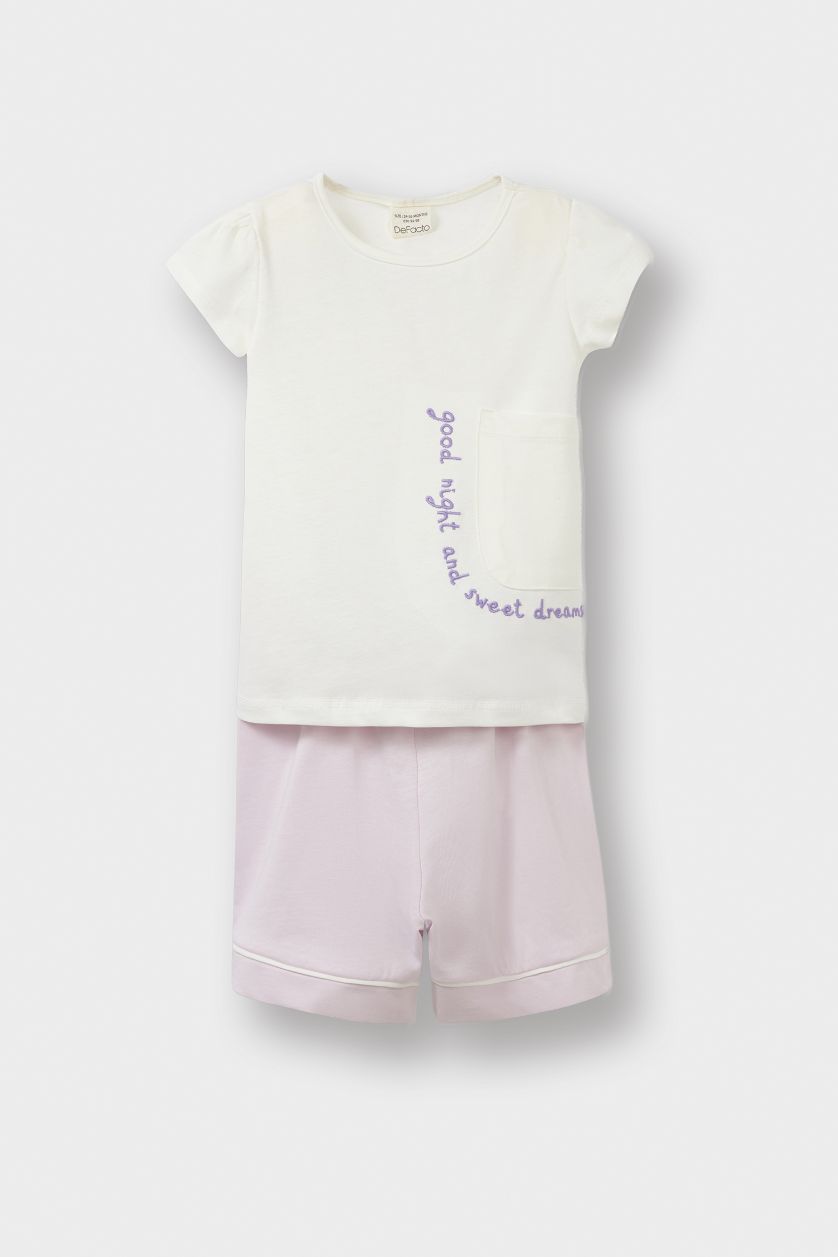 Baby Girl Pink Baby Girl Slogan Patterned Cotton 2 Piece Pajama Set