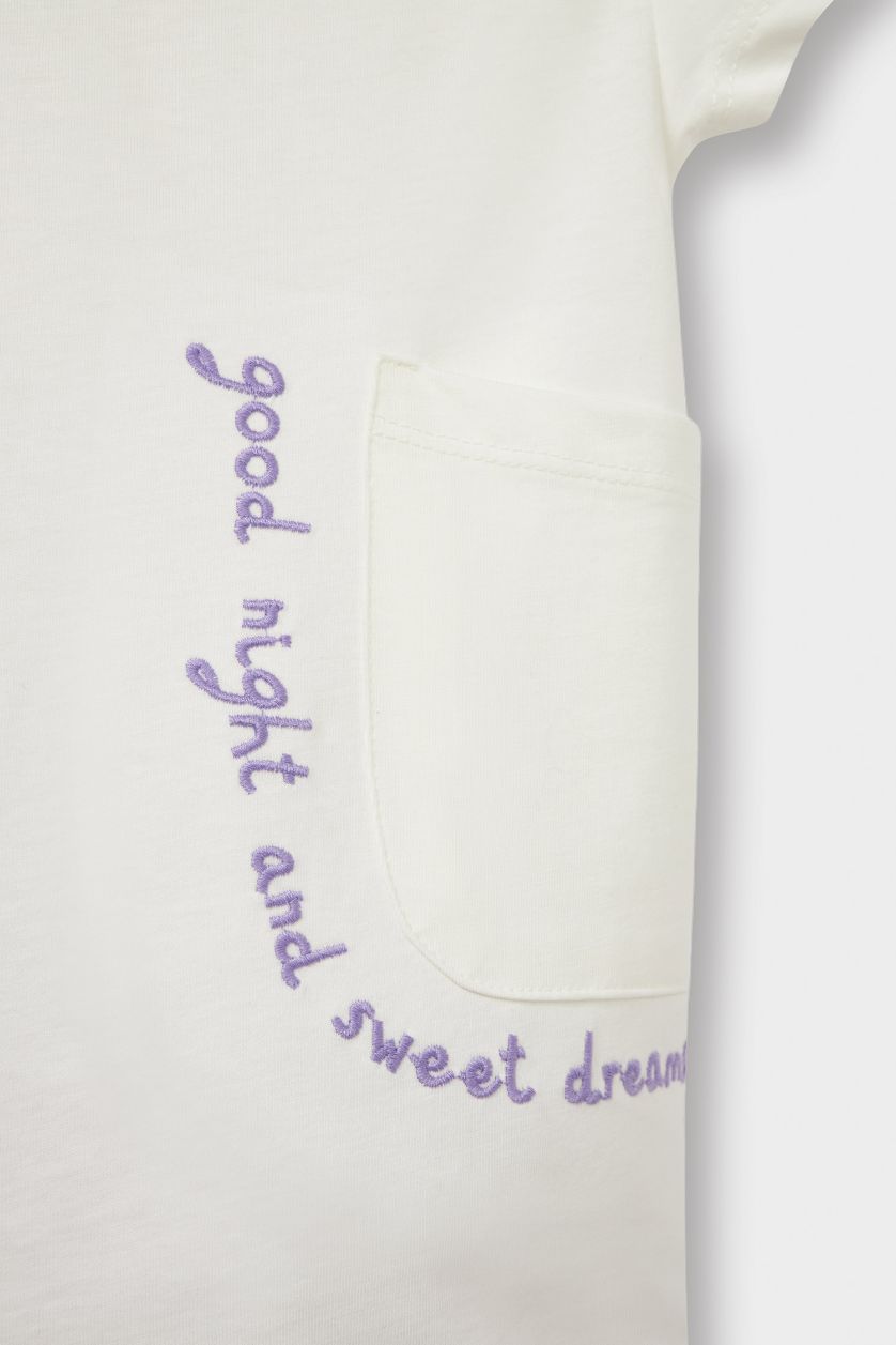 Baby Girl Pink Baby Girl Slogan Patterned Cotton 2 Piece Pajama Set