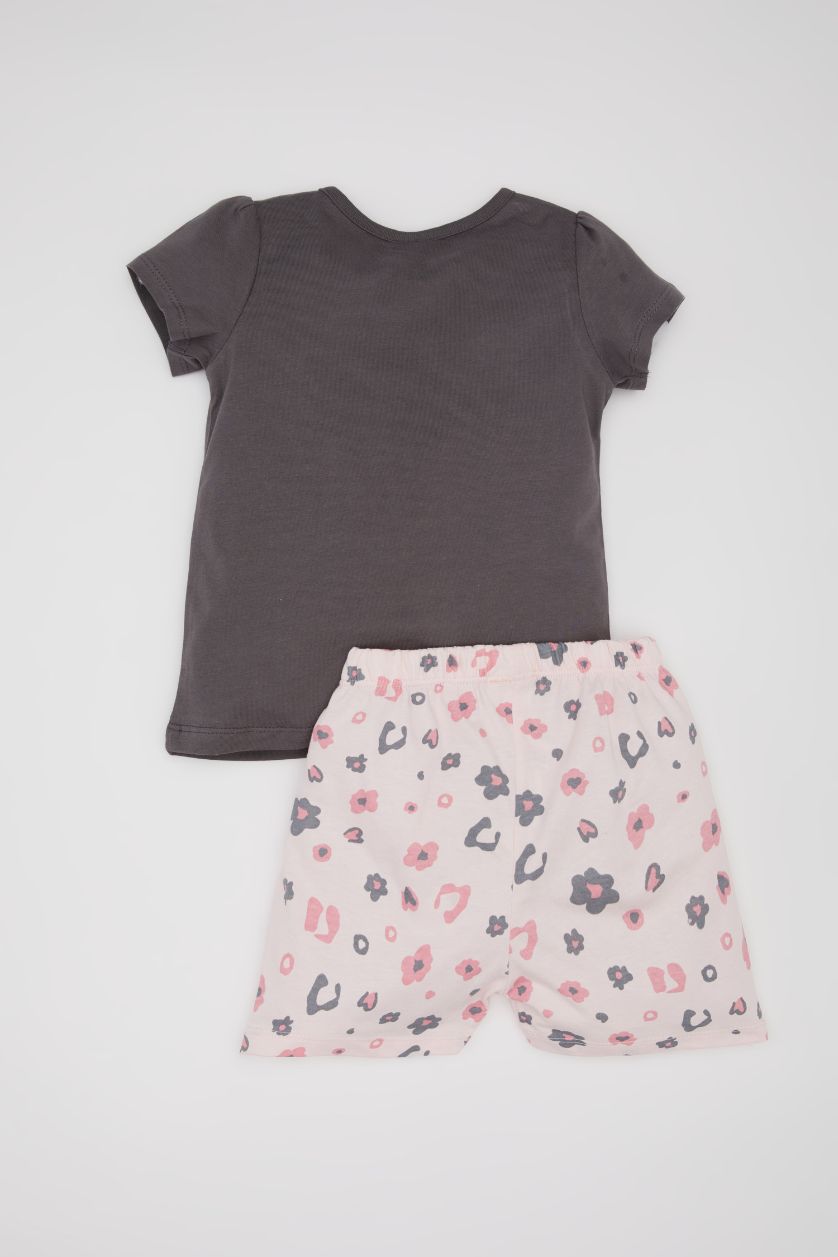 Kız Bebek Antrasit %100 Pamuklu Desenli Pijama Takımı Kız Bebek
