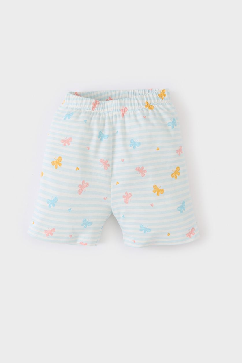 Baby Girl Light Blue Baby Girl Butterfly Patterned Cotton 2 Piece Pajama Set