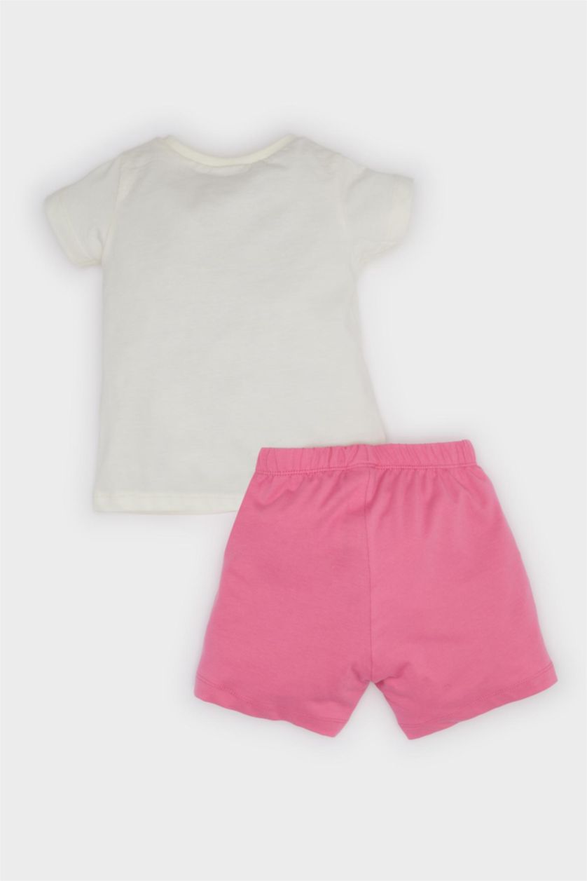 Baby Girl Pink Baby Girl Fruit Patterned Cotton 4 Piece Pajama Set