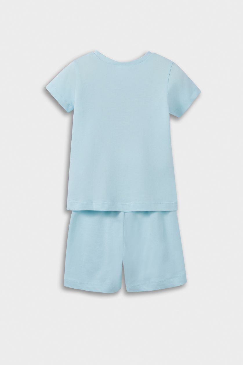 Baby Girl Light Blue Girl Anime Printed Short Sleeve Cotton 2 Piece Pajama Set