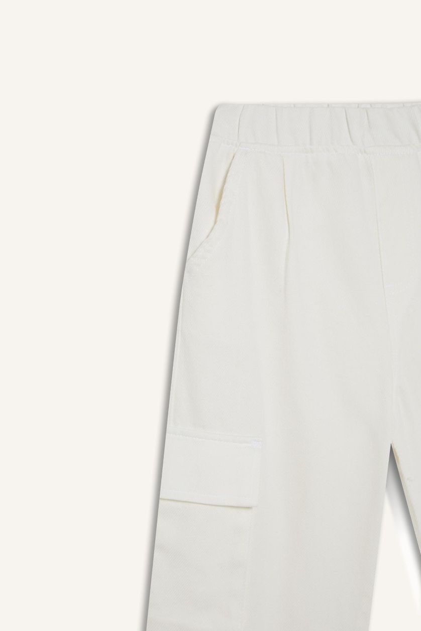 Erkek Çocuk - Genç Erkek Ekru Wide Leg Standart Paça Gabardin Pantolon Erkek Çocuk