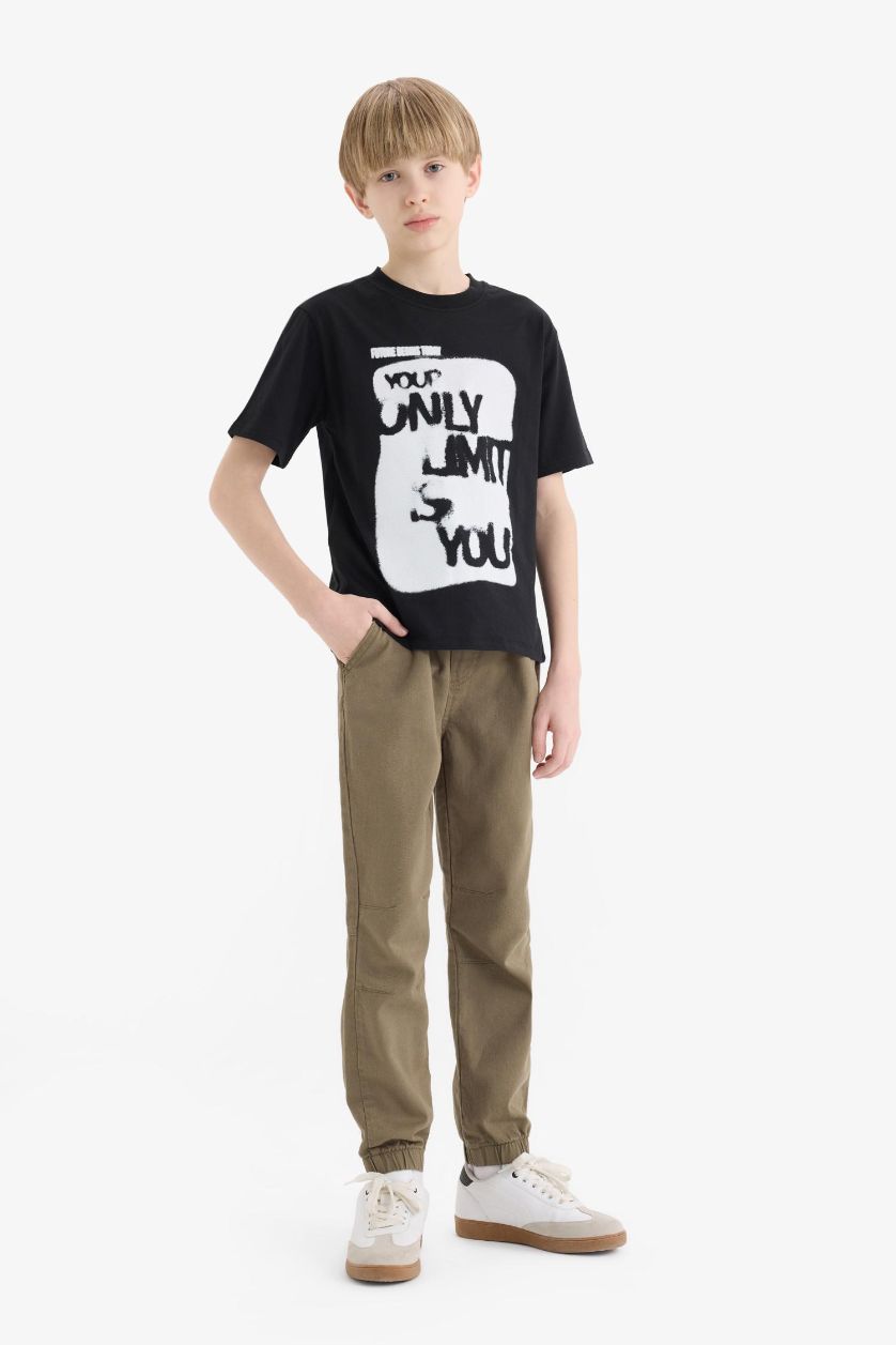 Boys & Teens Khaki Boy Jogger Leg Gabardine Trousers