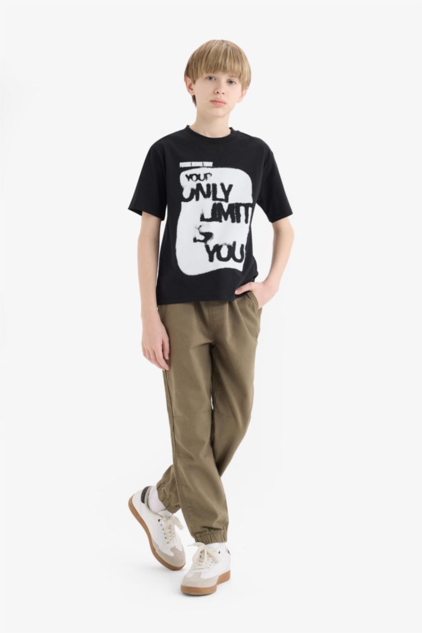 Boys & Teens Khaki Boy Jogger Leg Gabardine Trousers