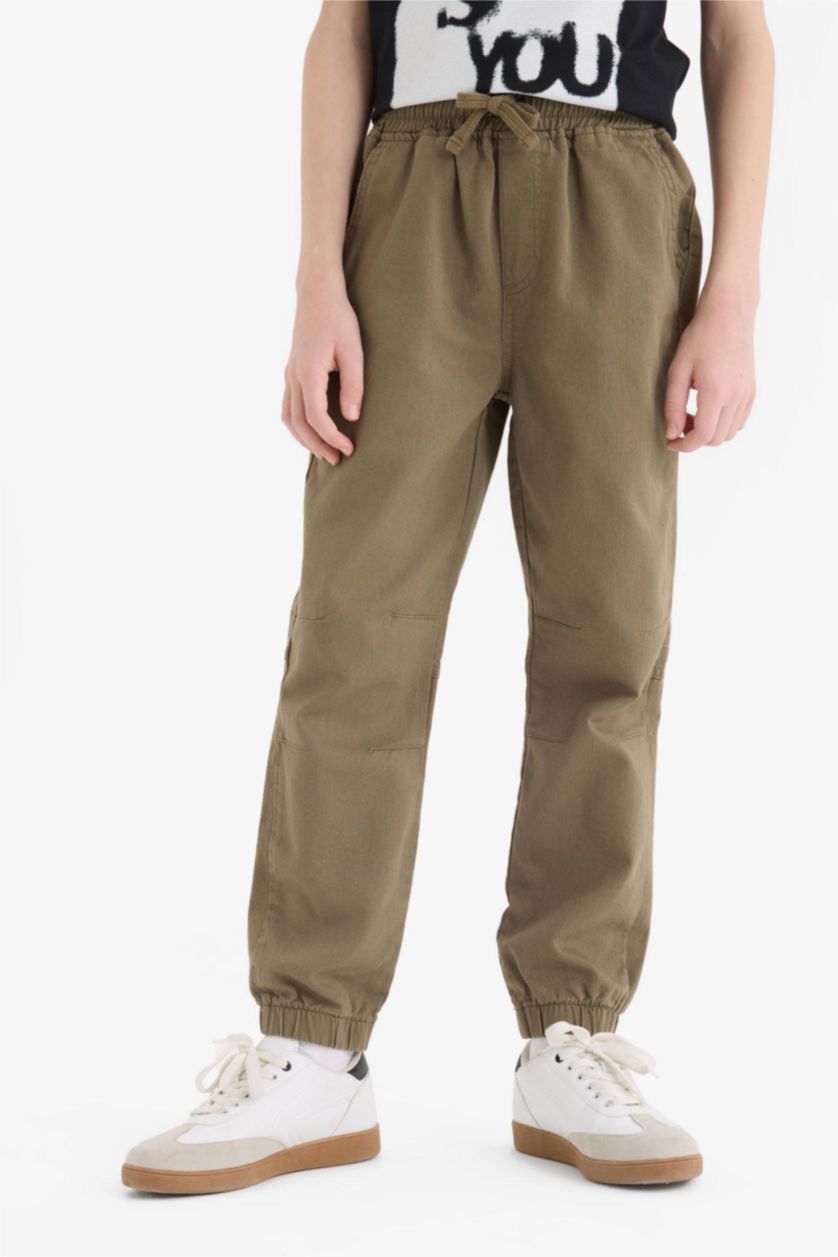 Boys & Teens Khaki Boy Jogger Leg Gabardine Trousers