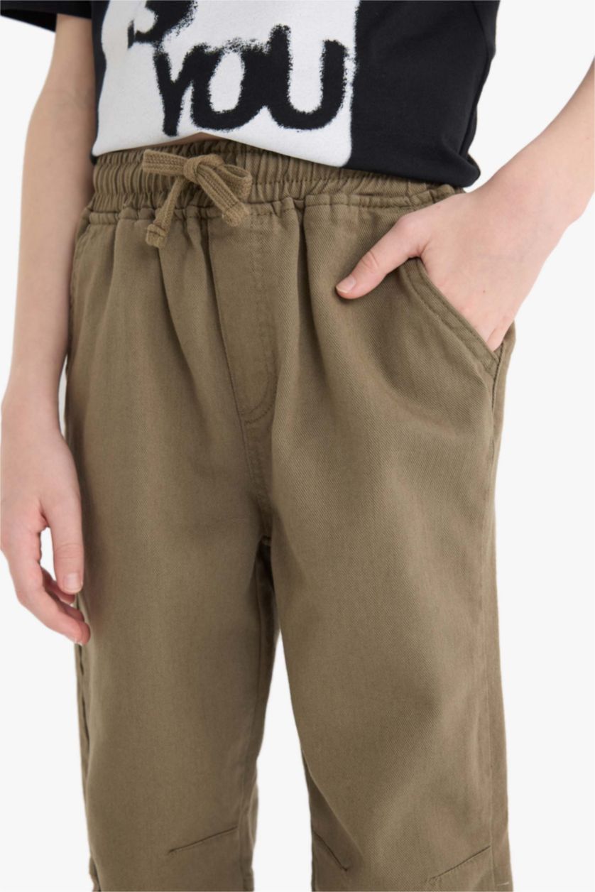 Boys & Teens Khaki Boy Jogger Leg Gabardine Trousers