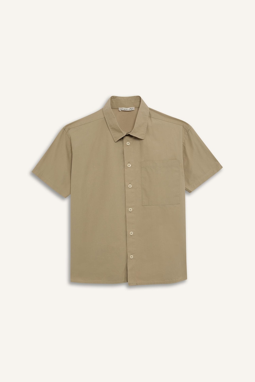 أولادي كاكي فاتح قميص بولو اولادي باراشوت نص كم اوفر سايز