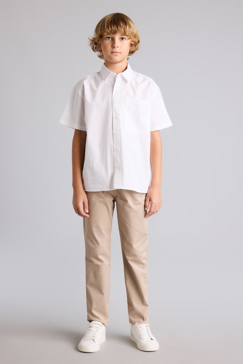 Boys & Teens White Boy Oversize Polo Collar Parachute Shirt