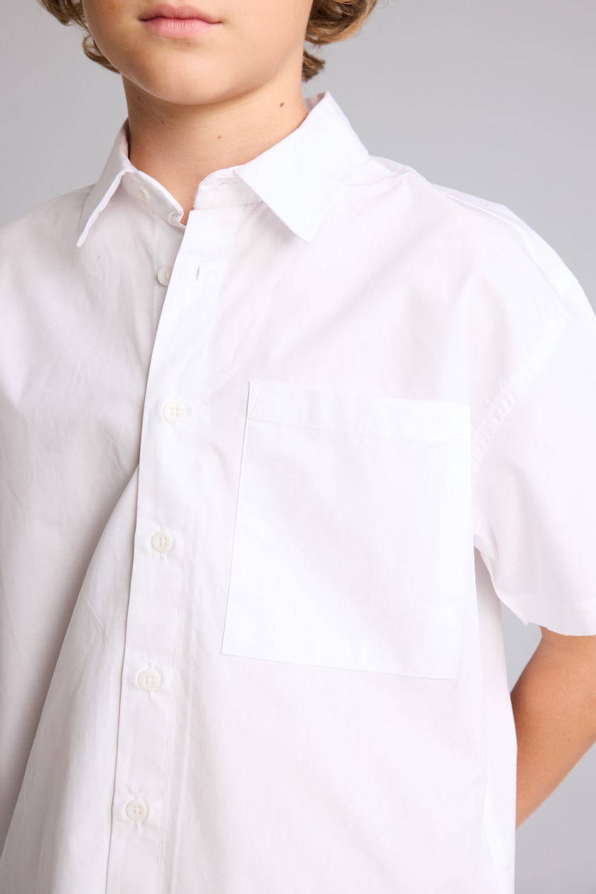 Boys & Teens White Boy Oversize Polo Collar Parachute Shirt