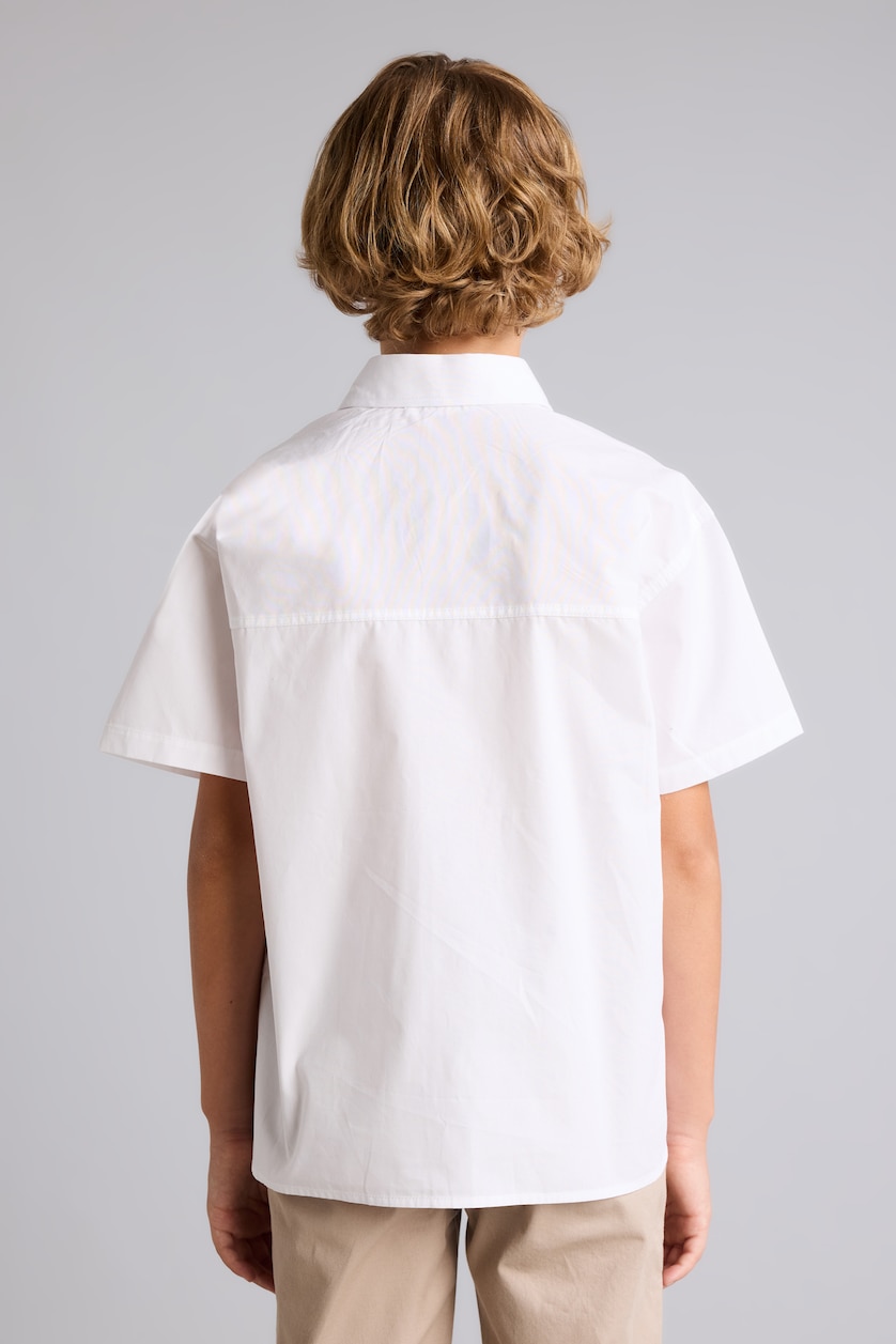 Boys & Teens White Boy Oversize Polo Collar Parachute Shirt