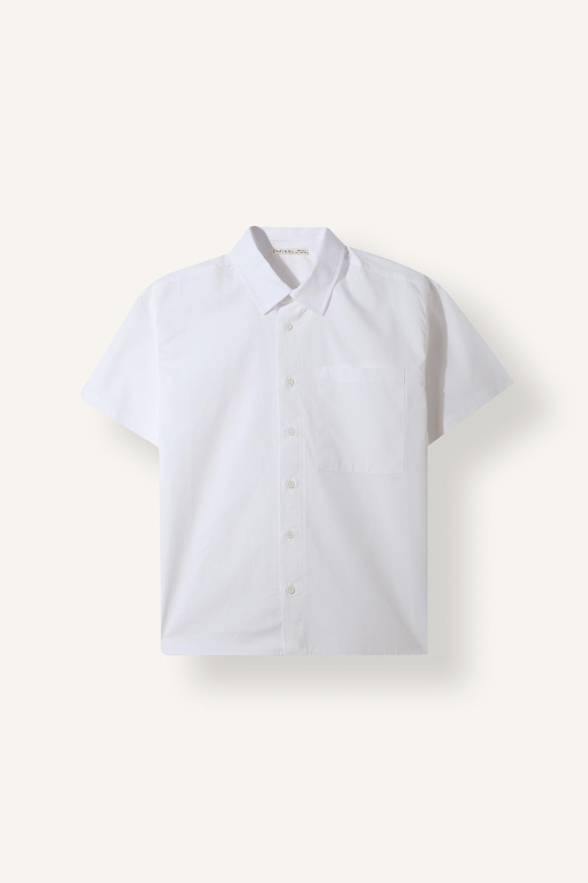 Boys & Teens White Boy Oversize Polo Collar Parachute Shirt