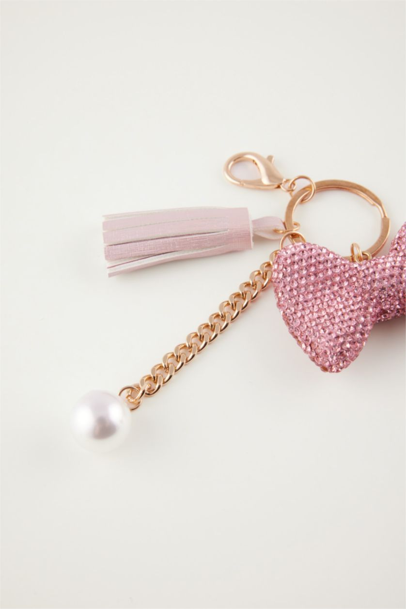 حريمي MIXED ميدالية مفاتيح حريمي زهري على شكل فيونكة