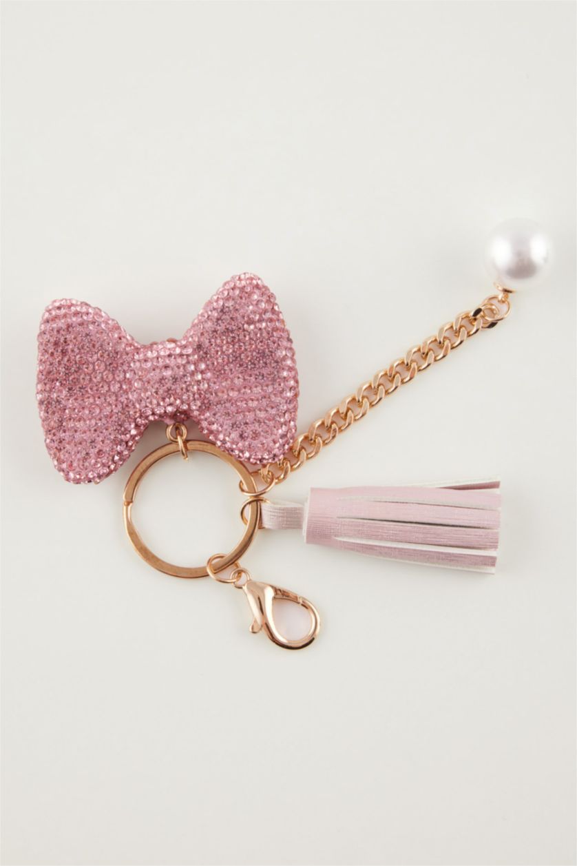 حريمي MIXED ميدالية مفاتيح حريمي زهري على شكل فيونكة