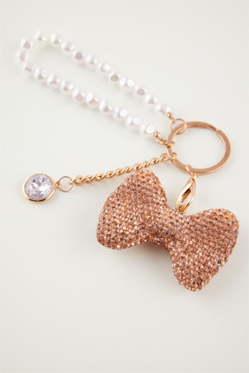 Kadın Karma Gold Taşlı Fiyonk Charm Anahtarlık