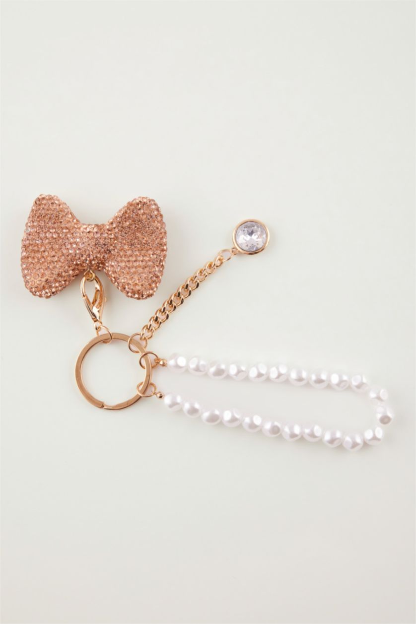 Kadın Karma Gold Taşlı Fiyonk Charm Anahtarlık