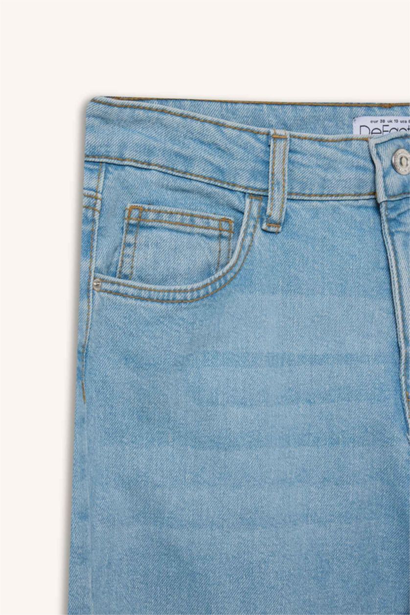 WOMAN Light Blue Comfort Mom Fit High Waist Short Leg Jeans