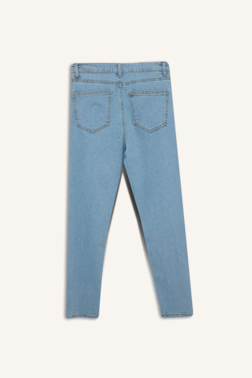 WOMAN Light Blue Comfort Mom Fit High Waist Short Leg Jeans