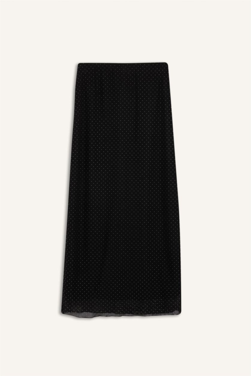 WOMAN Black A-Line High Waist Tulle Maxi Skirt