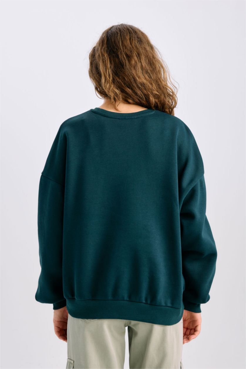 FEMME Vert Sweatshirt imprimé à Col rond Coupe large