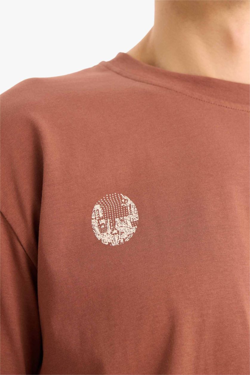 رجال بني تيشيرت أوفر سايز نص ردن بياخة مستديرة