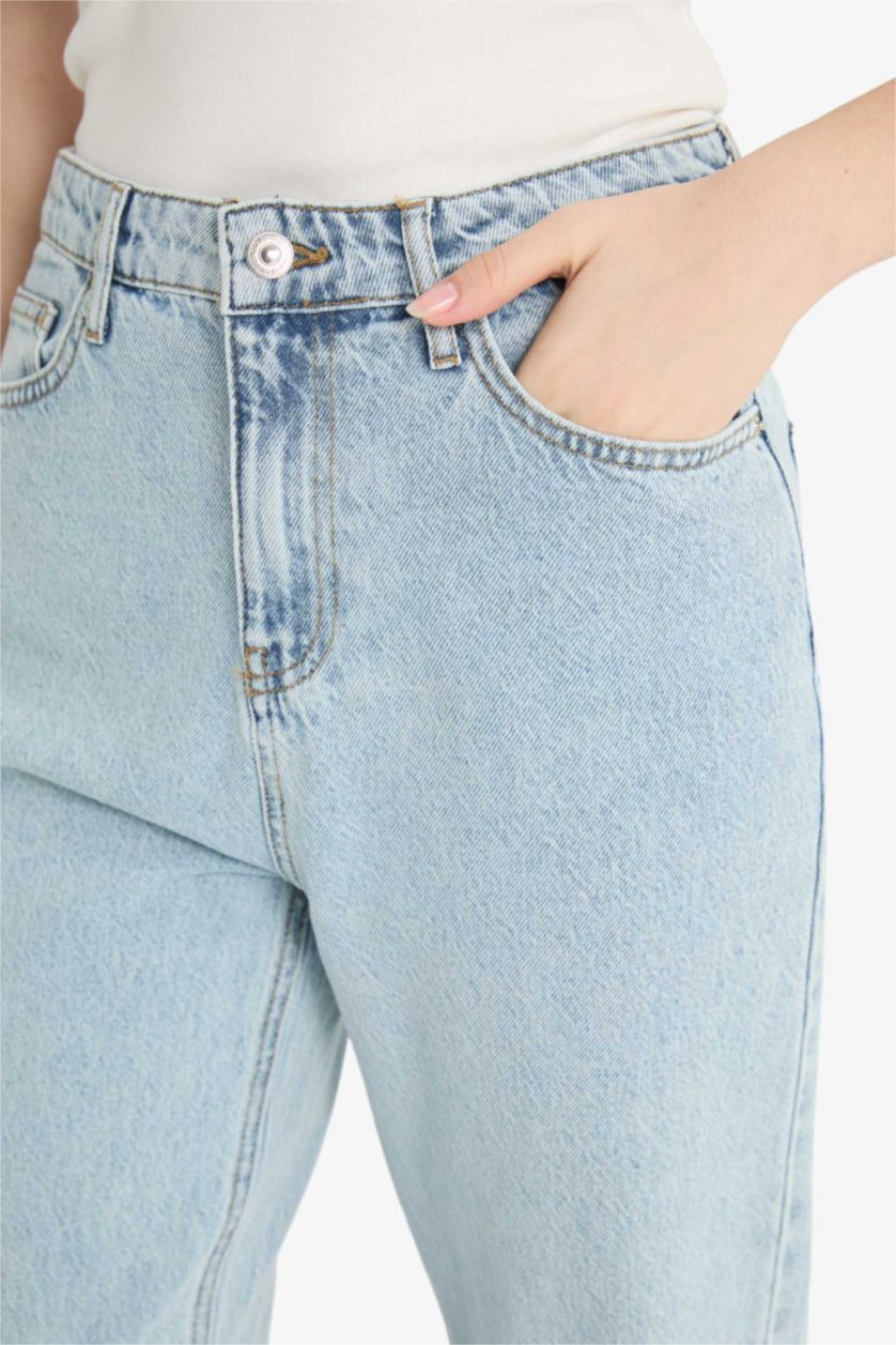 WOMAN Light Blue Straight Fit High Waist Straight Leg Jeans